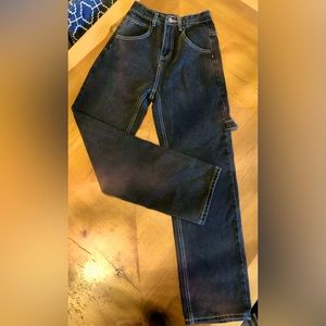 Black straight leg 90s style mom jeans